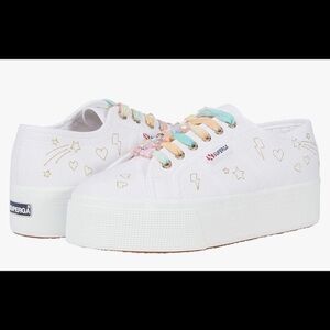 Superga Women's 2790-Embroidery Laced Beaded Rainbow Sneaker